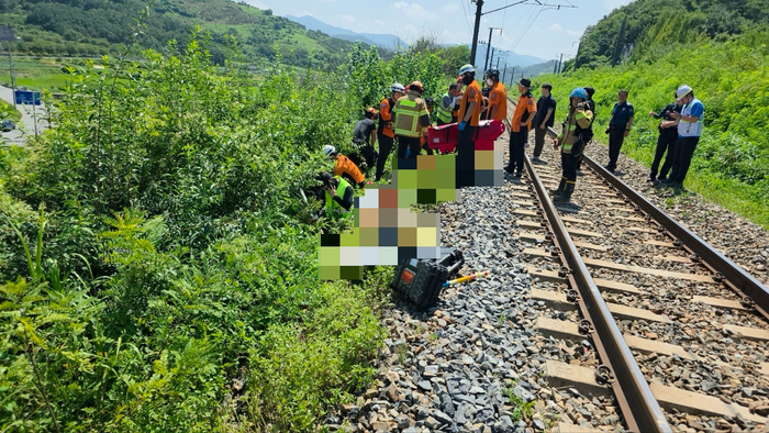 청도 철도 사고 현장 사진. 청도소방서 제공.