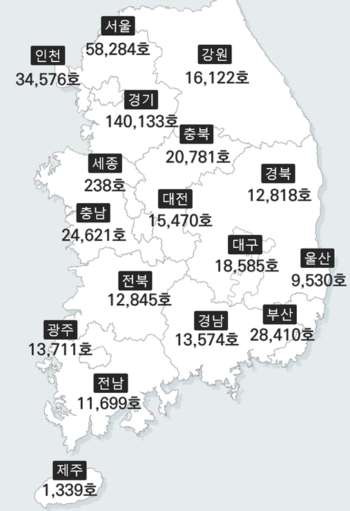2027년 상반기까지 향후 2년간 전국 공동주택 입주예정물량 전망치 <출처 한국부동산원>