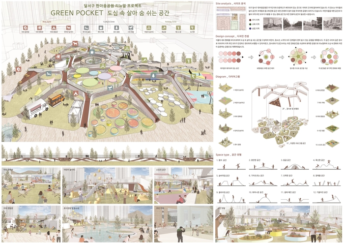 2025 대구 도시디자인 공모전에서 대상을 수상한 노현서·송채민씨의 'GREEN POCKET, 도심 속 살아 숨 쉬는 공간'. <대구시 제공>