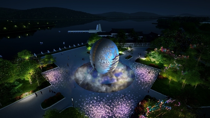 보문호 호반광장에는 신라 왕실과 부활을 상징하는 알 모양의 조형물과 3D 입체영상 콘텐츠를 선보인다. 경북문화관광공사 제공