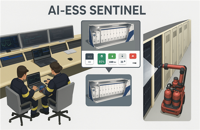 대구 기업인 <주>로보아이와 <주>타오스가 개발에 착수하는 AI-ESS Sentinel(보안망) 개념도. <로보아이 제공>
