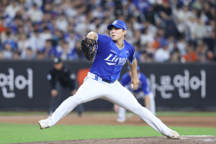 지난달 31일 대전 한화생명볼파크에서 열린 2025 신한 SOL 뱅크 KBO리그 삼성 라이온즈와 한화 이글스 경기에서 배찬승이 투구 중이다. 삼성 라이온즈 제공