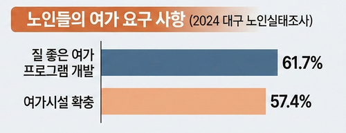 노인들의 여가 요구 사항.  대구시 자료. <그래프= 생성형 AI>