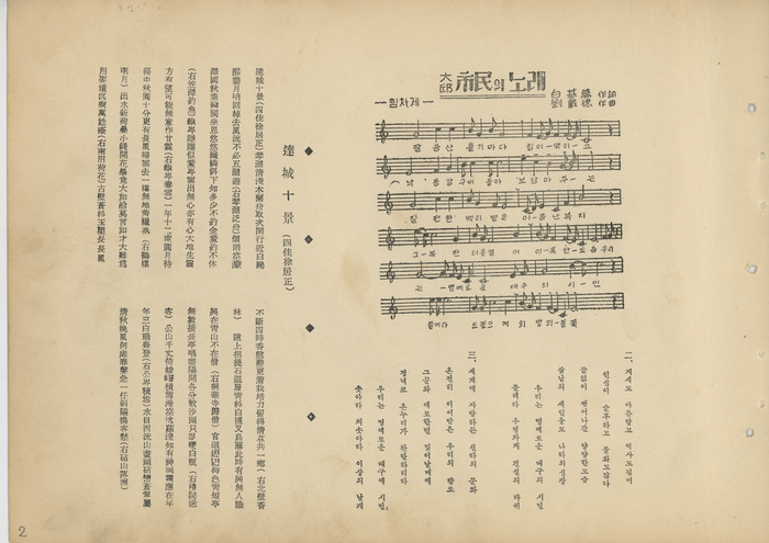 1955년 공모·당선된 대구시민의 노래 1952년 영남일보의 지방자치제도 실시 기념 가사 공모로 탄생했다. 시인 백기만의 노랫말이 뽑혔고, 영남고 음악교사 유재덕의 곡이 만들어지면서 1955년부터 공식화됐다.