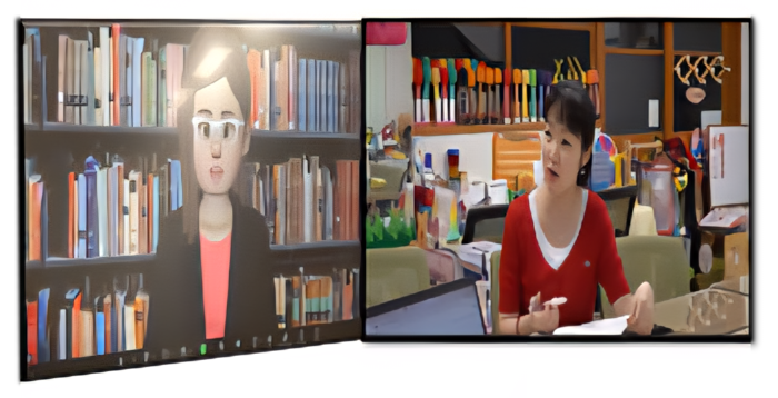 지난달 18일 열린 수업협의회에서 대구 지묘초 교사가 AI 아바타 컨설턴트 민서진(Ms. Min)에게 데이터 요청을 하고 있다. <지묘초 제공>