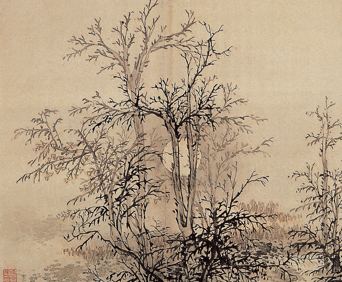 김홍도, 소림명월도, 종이에 엷은 색, 26.7×31.6cm, 1796, 삼성미술관 리움 소장