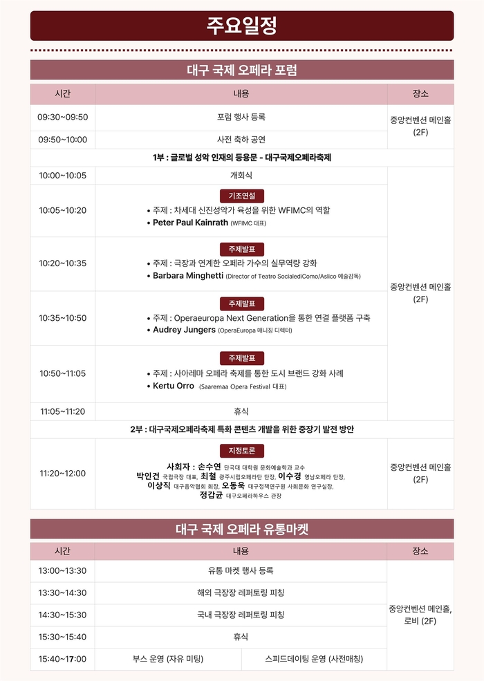 2025 대구 글로벌 오페라 마켓 프로그램 일정. <대구오페라하우스 제공>