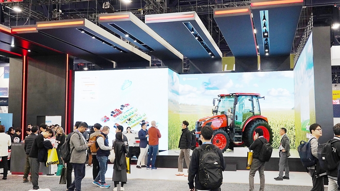 지난 1월 미국 라스베이거스에서 열린 2025 CES 전시관 내 대동 AI to the field 부스. <대동 제공>