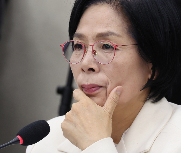 29일 서울 여의도 국회 과학기술정보방송통신위원회에서 열린 과학기술정보통신부 등에 대한 종합감사에 최민희 위원장이 참석해 있다. 연합뉴스