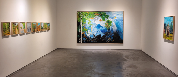 정성채 작가의 신작회화들이 대덕문화전당 전시실에서 전시 중이다. <임훈기자 hoony@yeongnam.com>