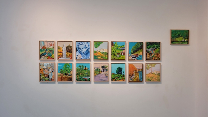 정성채 작가의 신작회화들이 대덕문화전당 전시실에서 전시 중이다. <임훈기자 hoony@yeongnam.com>