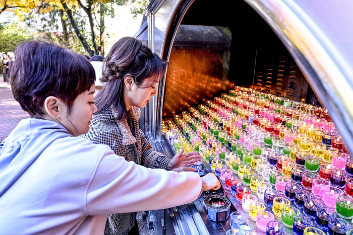 2026학년도 대학수학능력시험을 이틀 앞둔 11일 오전, 대구 중구 남산동 천주교 대구대교구청 성모당에서 열린 수험생 응원 미사에서 신도들이 수험생 가족의 합격과 평안을 기원하며 촛불을 밝히고 있다.
이현덕기자 lhd@yeongnam.com 
