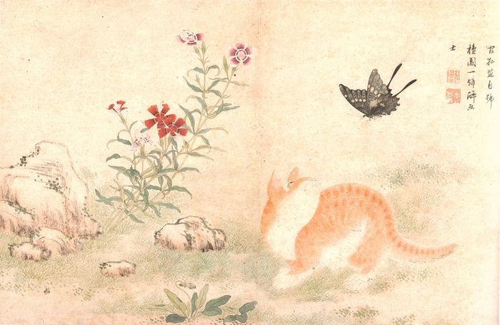 김홍도, 황묘농접도, 종이에 채색, 30.4×46.4cm, 간송미술관 소장