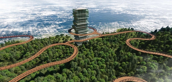 경북도가 경주 보문관광단지에 조성할 계획인 APEC 기념 랜드마크 중 하나인 천년화랑길 조감도<경북도 제공>