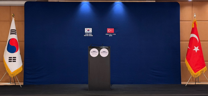 24일(현지시간) 튀르키예 앙카라의 한 호텔에 마련된 한국 언론프레스센터 모습. 정재훈기자