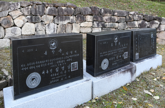 청송 소류정 심정지 선생 사적비 옆에는 훈장증과 함께 의병활동을 한 장남 심능찬의 포장증, 한국전쟁에서 전사한 선생의 고손자 심상기의 무공훈장증이 돌에 새겨져 있다.