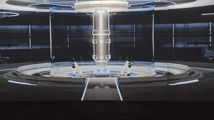 한국수력원자력의 SSNC(SMR Smart Net-zero City) 홍보관의 네 번째 공간인 에너지하모니. 벽이 열리며 영상으로 봤던 SMR이 실제 모형으로 눈 앞에 나타나는 장면은 시각적 쾌감을 선사한다.