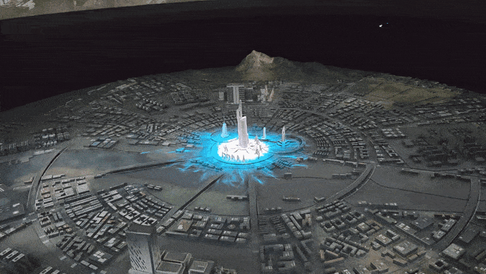 SSNC(SMR Smart Net-zero City)는 한국수력원자력의 홍보관 이름이자 한수원이 제시하는 미래도시의 비전이다. 이 곳에서는 기술과 미래로 향하는, 에너지의 여정을 체험할 수 있다. 사진은 거대도시 모형으로 미래도시를 보여주는 에너지 파노라마 전시관.