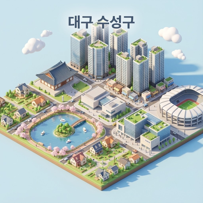 구글 제미나이3 나노바나나프로로 만든 대구 수성구 미니어처. <제미나이3 제작>