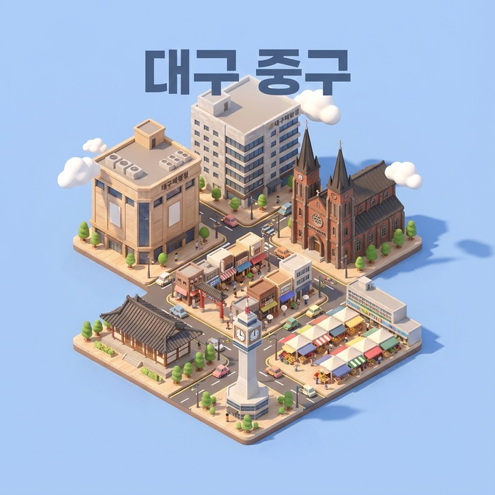 구글 제미나이3 나노바나나프로로 만든 대구 중구 미니어처. <제미나이3 제작>