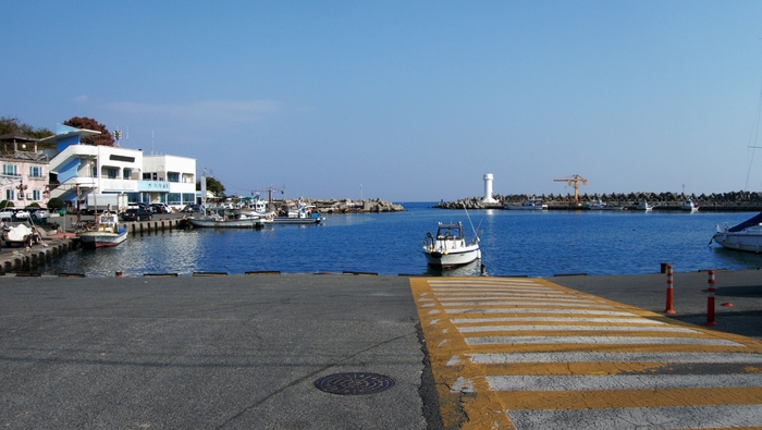 신리항. 일제강점기 때는 정어리 어업과 수산물 수출의 중심지였고 해방 이후에는 동해산 장어수출 기지항이었으나 원전 건설 이후 많은 변화를 겪었다.