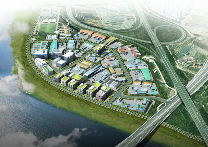 대구 도시개발공사가 분양중인 대구 동구 율하도시첨단산업단지 조감도. <대구도시개발공사 제공>
