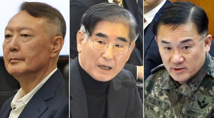 (왼쪽부터)윤석열 전 대통령, 김용현 전 국방부 장관, 여인형 전 국군방첩사령관. 연합뉴스