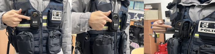 현장 경찰관이 무선통신형 바디캠을 직접 착용한 모습. 대구경찰 제공