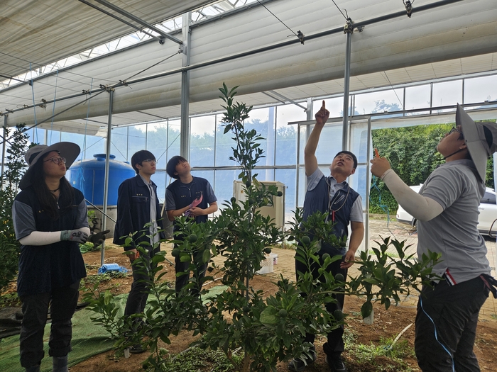 대구농업마이스터고 학생들이 농산업분야 창업연계교육을 받고 있다. <대구농업마이스터고 제공>