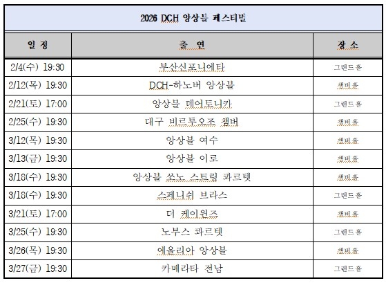 2026 DCH 앙상블 페스티벌 <대구콘서트하우스 제공>