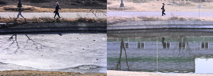 [포토뉴스] 15.8도 포근함에 녹아내린 대구 율하천