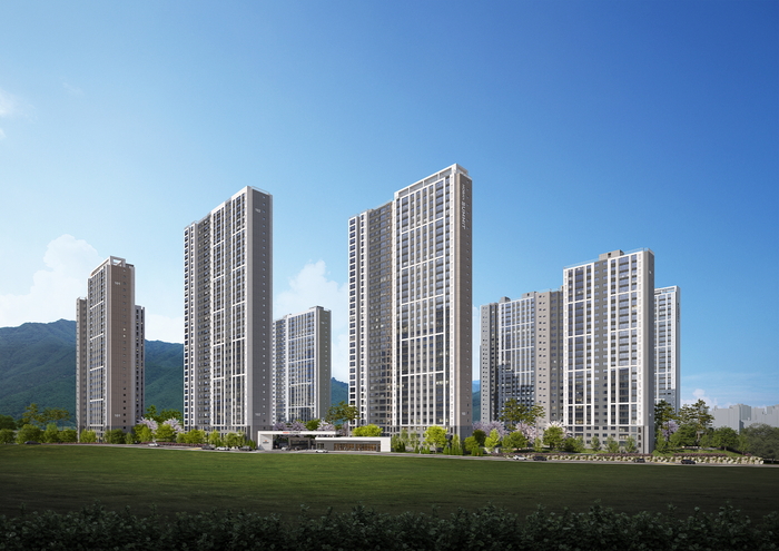 1월 말 분양예정인 경산 상방공원 호반써밋 1단지 투시도. 초대형 공원을 품고 있는게 큰 장점이다.  <호반건설 제공>