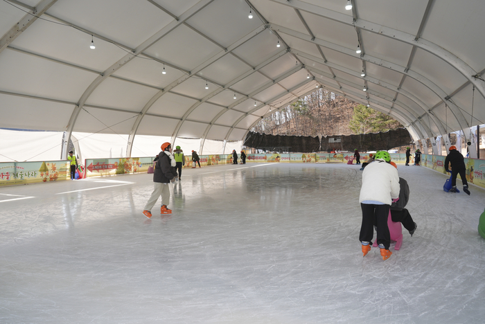 한국문화테마파크에서 운영 중인 실내형 아이스링크장이 기대에 못 미치는 방문객 수로 논란을 빚고 있다. 피재윤 기자