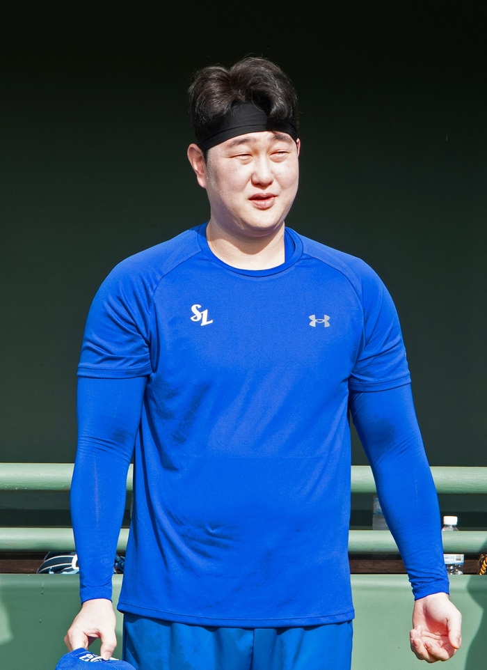 괌에서 열리는 스프링캠프에 참가 중인 장승현. <삼성 라이온즈 제공>