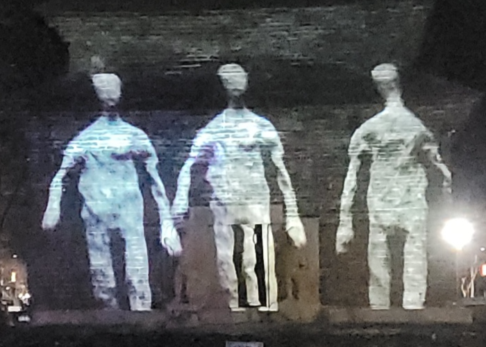 지난 1일 밤, 경북 경주 분황사에서 미디어아트 전시 분황사 빛의 사자후가 진행 중이다. 임훈기자 hoony@yeongnam.com