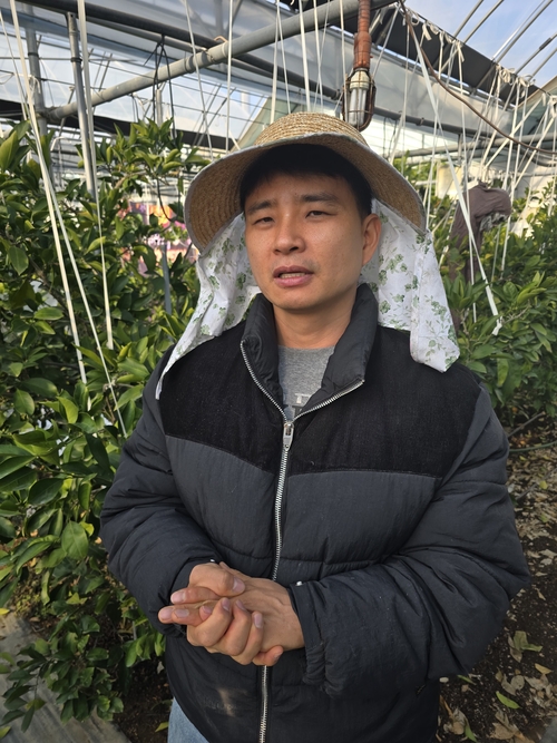 지난 5일 대구 동구 둔산동 아열대 농장에서 만난 손효동 대표가 아열대 작물 재배 과정을 설명하고 있다. 김현목 기자