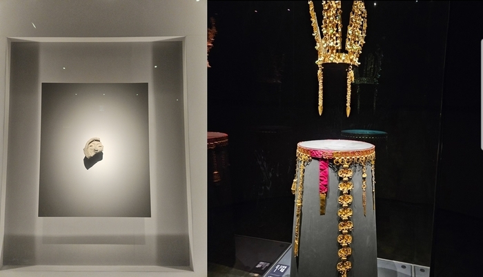 최근 박물관 굿즈의 인기로 새롭게 주목받는 국립경주박물관의 얼굴무늬수막새(왼쪽)와 신라 금관. 국립경주박물관은 이들 유물을 모티브로한 굿즈를 선보였다. 서민지기자 mjs858@yeongnam.com