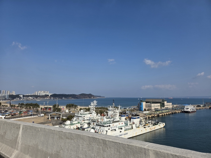 해오름대교가 2일 오후 2시 임시 개통을 했다. 해오름대교에서 바라 본 동해.