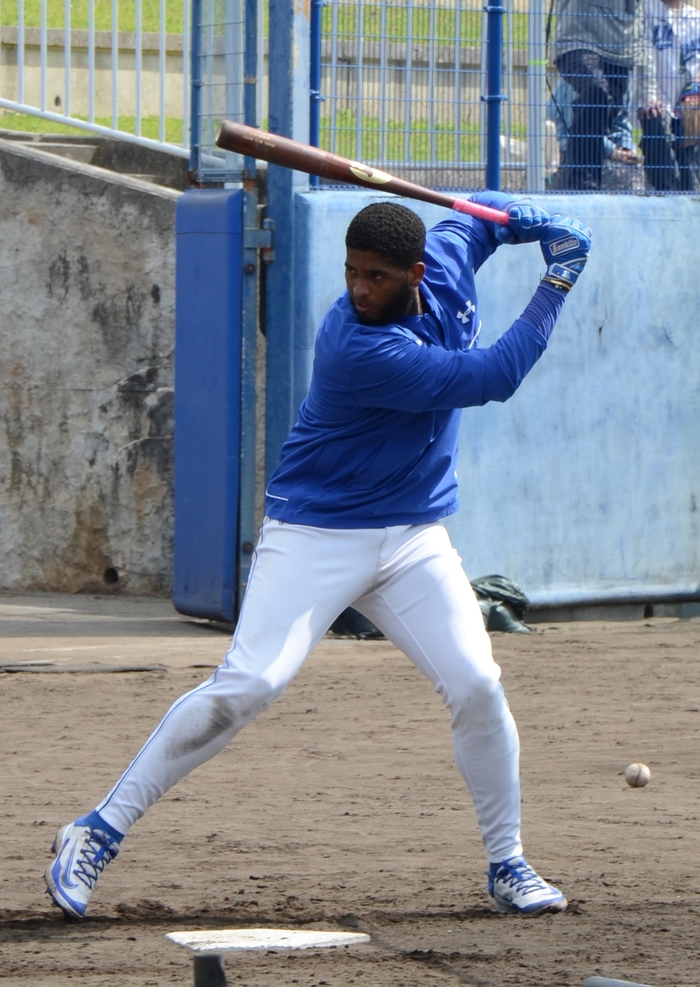 지난 19일 일본 오키나와 아카마 구장에서 삼성 라이온즈 르윈 디아즈가 타격훈련을 하고 있다.<임훈기자 hoony@yeongnam.com>
