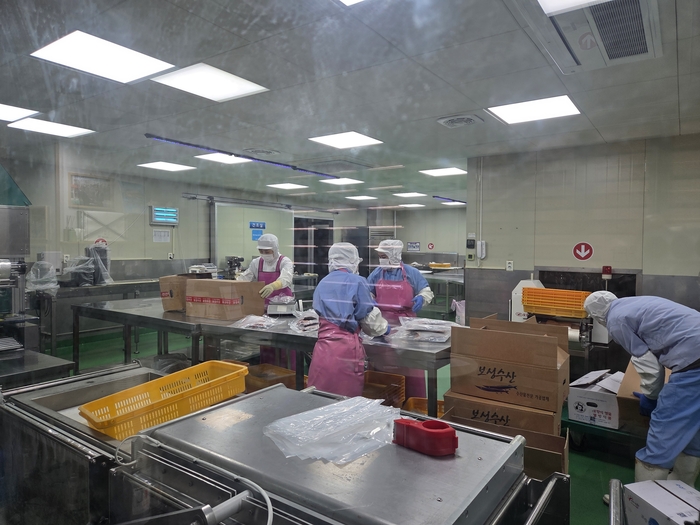 과메기 등을 생산하는 가공업체 보성수산의 내부 작업 모습. 전준혁