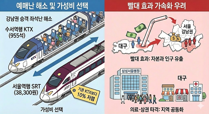 KTX-SRT 교차 운행 기대효과와 우려점. Gemini 생성 이미지
