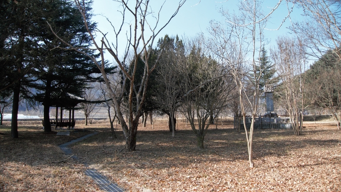 완수대마을 숲. 숲속에 덕수이씨칠공유적비와 칠우정이 있으며 8·9월에 늦반딧불이를 볼 수 있다.