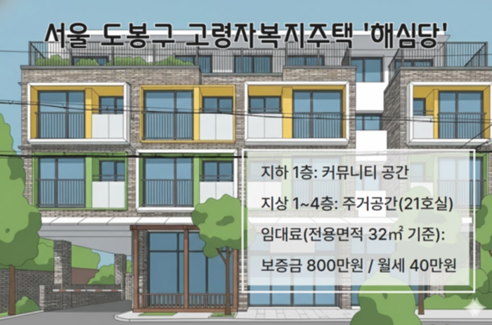 서울 도봉구 고령자복지주택 해심당 층별, 임대료 정보. <이미지=생성형AI>