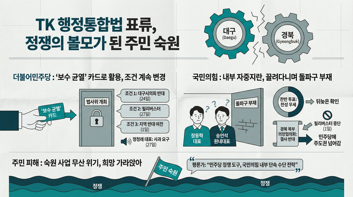 TK 행정통합 불발 관련 AI생성 이미지.  구글 제미나이 생성