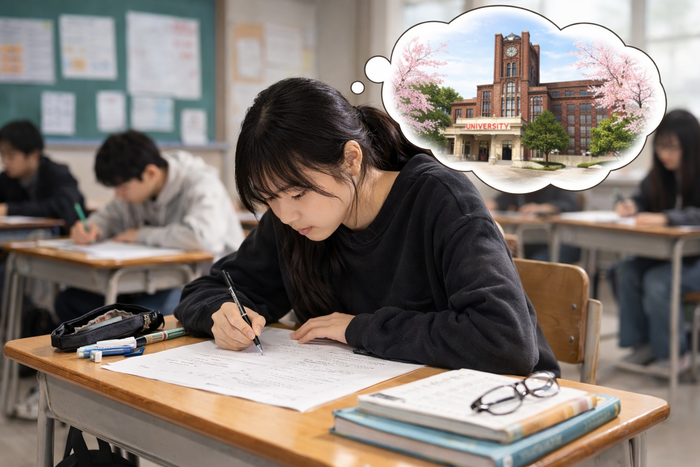 대입을 생각하면서 검정고시를 치르는 자퇴생 모습. <이미지=생성형 AI>