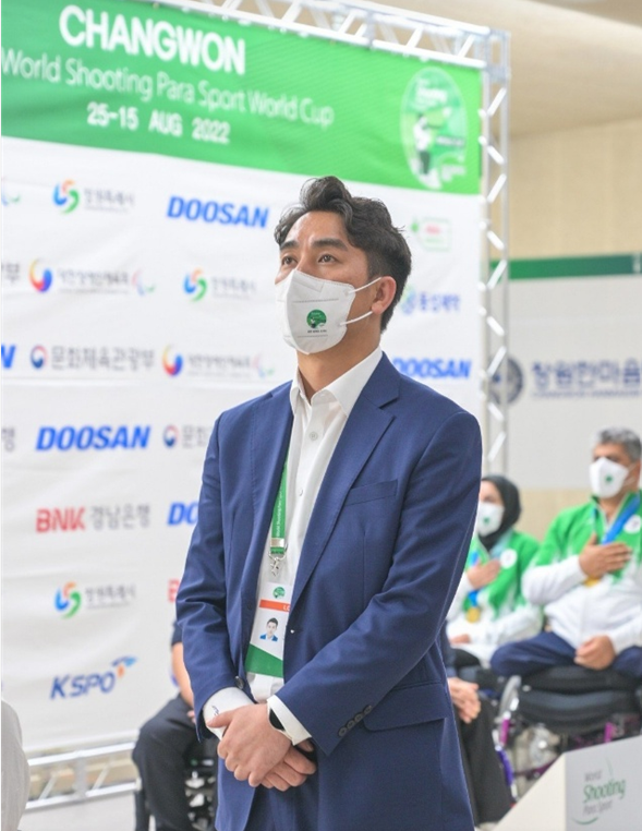 2022년 창원에서 열린 장애인사격 월드컵에서 위드마이스 채 대표. 해당행사는 위드마이스에서 담당했다. 위드마이스 제공