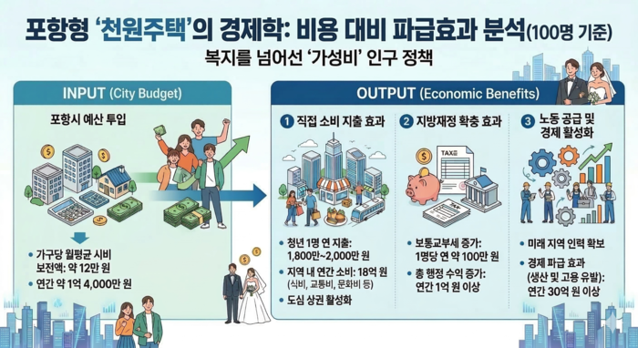 천원주택 비용 대비 파급효과. <그래프=생성형 AI>