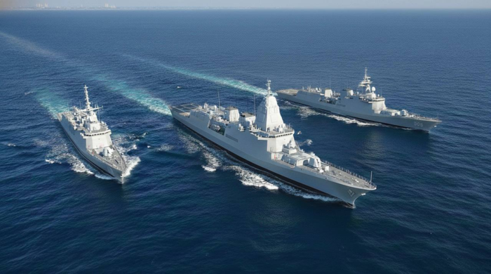 포스코가 국내 최초로 개발한 함정용 고연성강과 방탄강을 적용한 차세대 함정 가상 이미지. <포스코 제공>