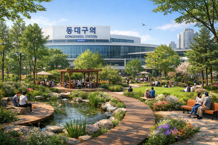 AI가 그린 동대구역 광장 도시숲 이미지. <이미지(성모경)=생성형 AI>