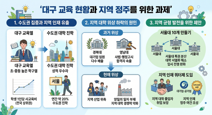 대구 교육 현황과 지역 정주 위한 과제 <인포그래픽=생성형 AI>